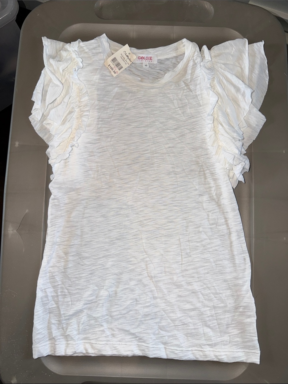 Goldie White Ruffle Sleeve Girls Top